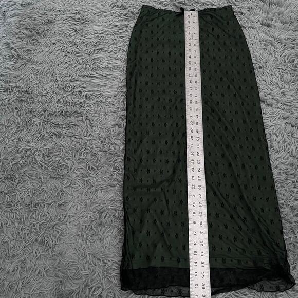 Cider Green Black Floral Mesh Two Piece Skirt Top Set Whimsygoth Emo Goth S/M - Picture 7 of 11